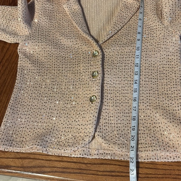 ECI New York Elegant Sequin-Embellished Jacket blazer blush rose gold sequins L - Picture 7 of 16